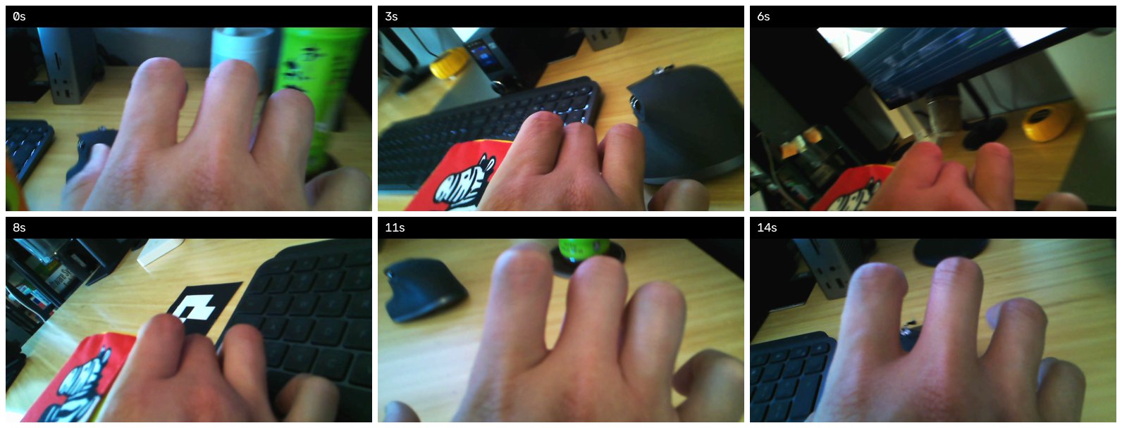 What the wrist camera actually sees during a demo Fingers across half the frame, and very little the scan ever saw from half a meter away